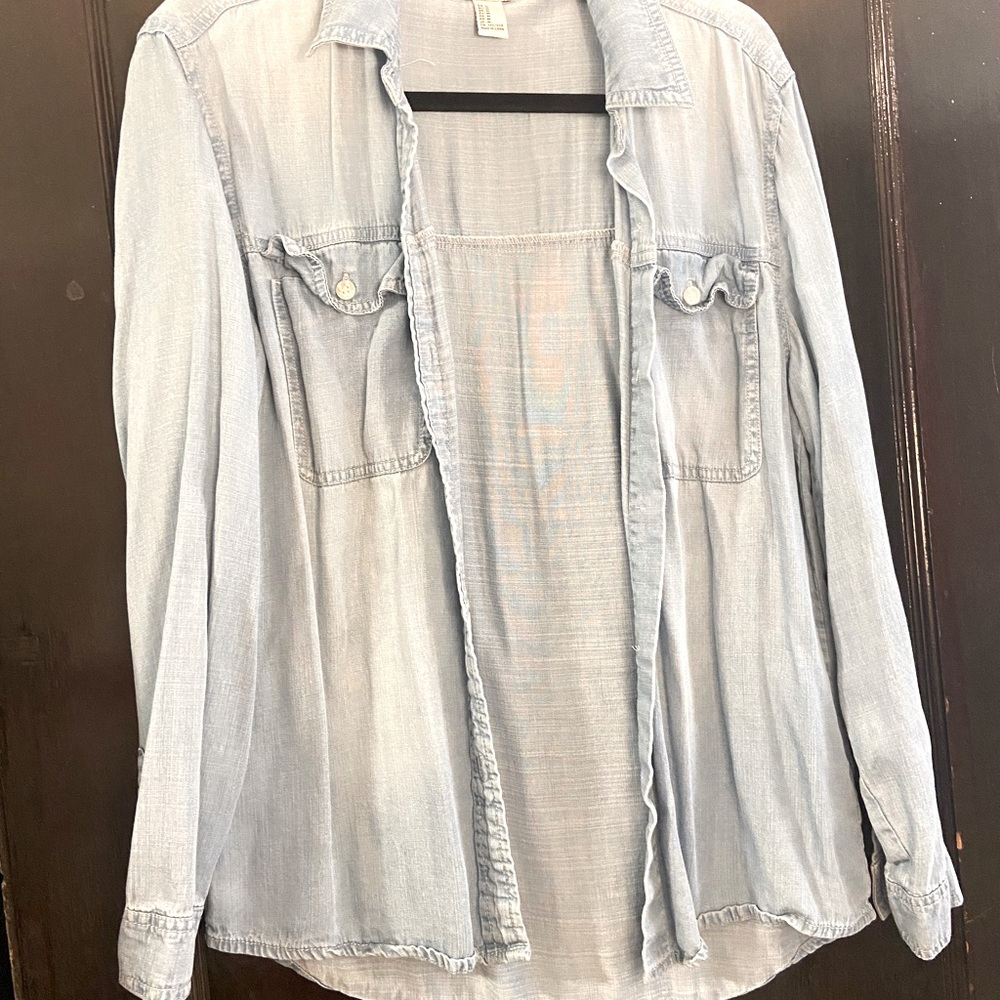 Forever 21 Light Blue Jean Button Down Shirt